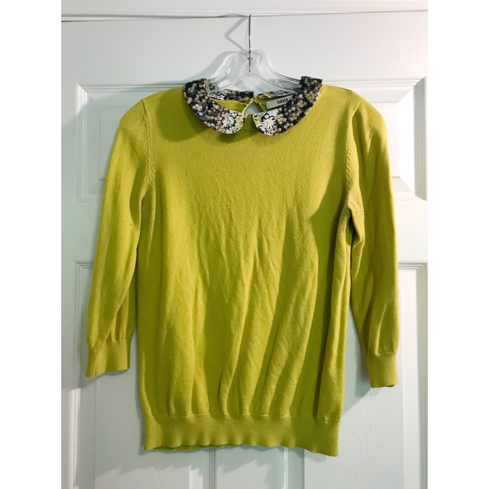 Yellow Peter Pan Collar Cropped Sweater